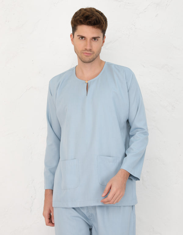 BAJU MELAYU PESAK MEGAT R/FIT (POWDER BLUE)
